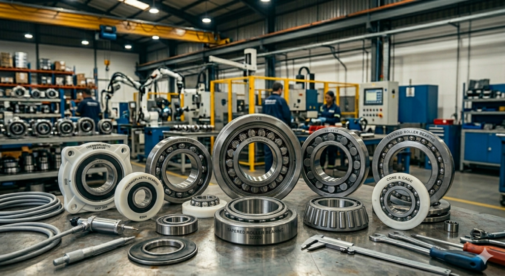 Tipos de rolamentos industriais utilizados em motores, redutores e equipamentos de manutenção industrial