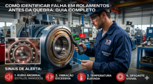Home 24 Sinais de falha em rolamentos industriais: ruído, vibração, temperatura e desgaste visível.