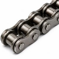Corrente de transmissão de rolos dupla padrão ASA em aço temperado para redutores e motores industriais.